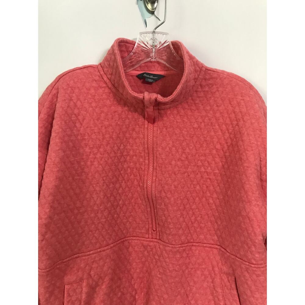 Eddie Bauer Top Sweater Size Large Womens Long Sleeve Quarter Zip Quilted Salmon - Picture 5 of 10